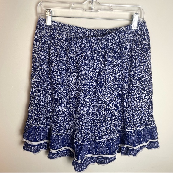 Ava Christine Blue and White Floral Ruffle Mini Skirt Size M - Picture 7 of 7